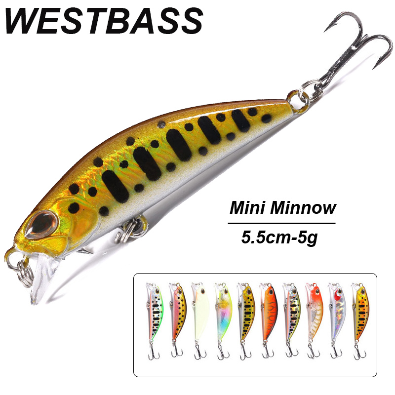 Fishing Lure Popper - WESTBASS 1PX Micro Minnow Lure 55mm-5g
